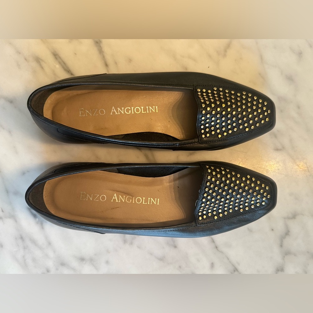 Black Leather STUDDED LOAFERS by ENZO ANGIOLINI - Women’s Size 6.5 M